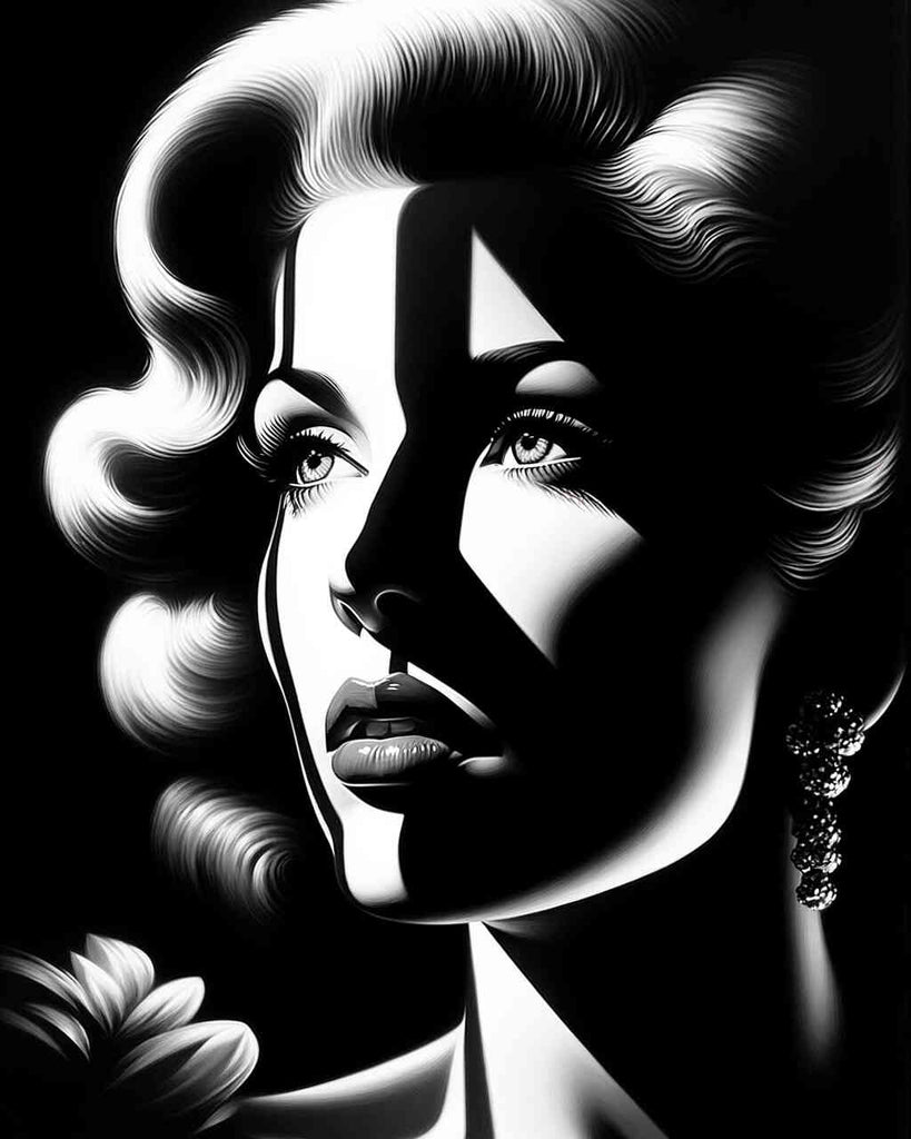 Marilyn Monroe, Schwarz und Weiß – Malen nach Zahlen