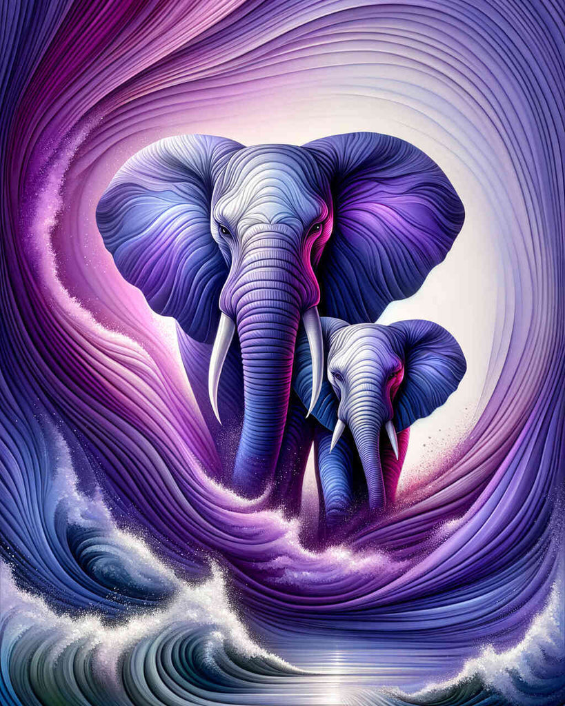 Malen nach Zahlen - Elefant in lila