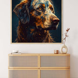 Malen nach Zahlen - Treuer Begleiter - Kunstwerk von treuem Hund über modernem Sideboard in hellem Raum
