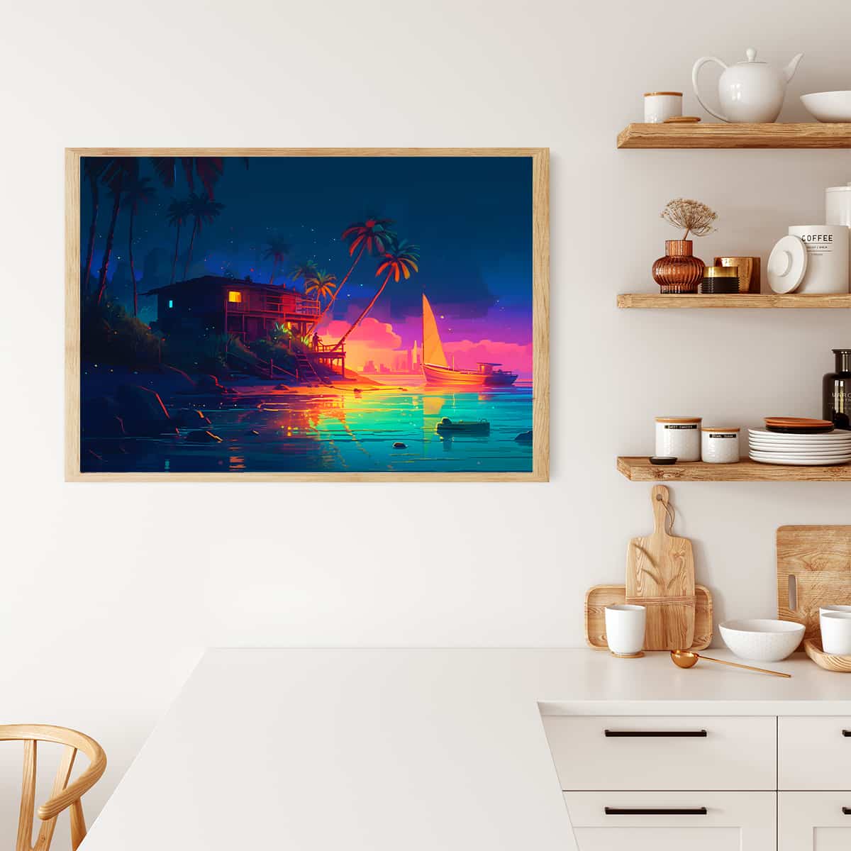 "Malen nach Zahlen - Strandparty Leinwand Kunst im modernen Küchendesign"