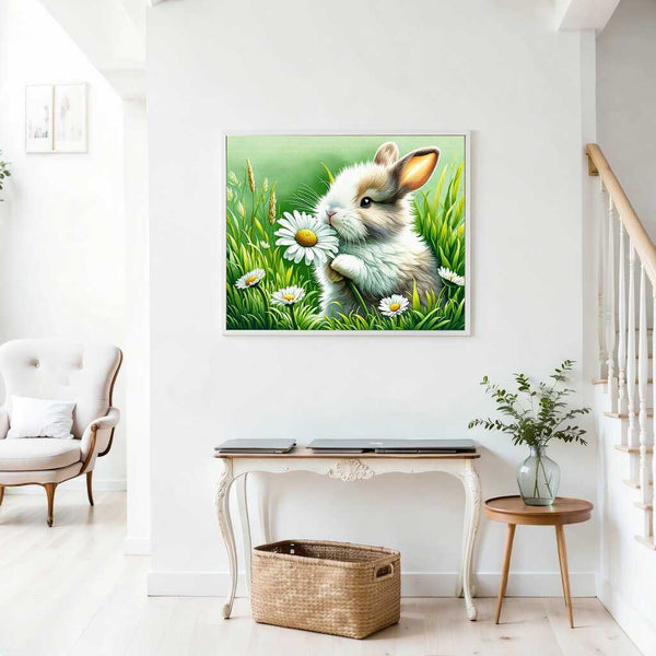 Malen nach Zahlen - Hase hält Gänseblümchen