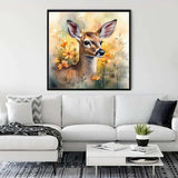 Beautiful deer painting displayed on a modern living room wall, part of the 