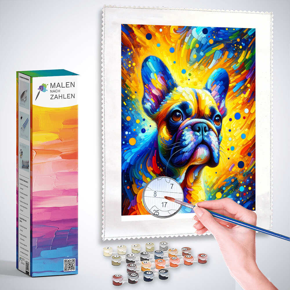 IDEYKA Malen Nach Zahlen Bulldogge - DIY Gemälde Set Mit Rahmen 40x40cm Für Erwachsene