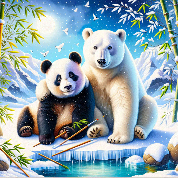 Malen nach Zahlen - Freunde, Panda und Eisbär