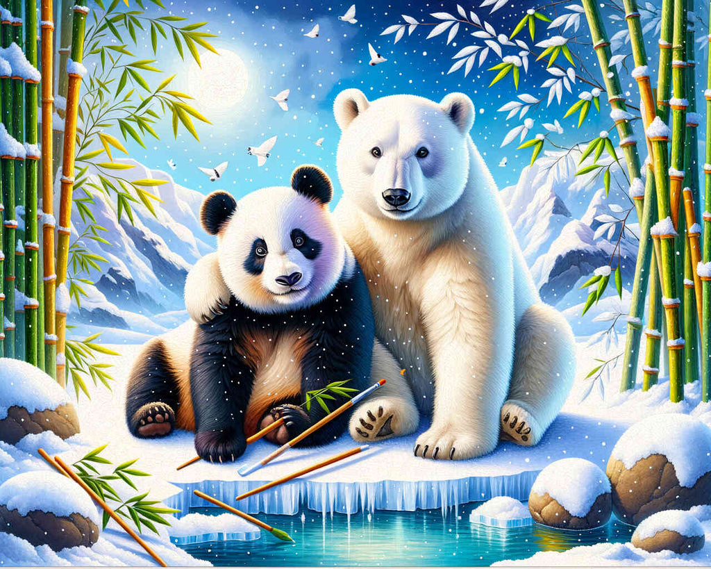 Malen nach Zahlen - Freunde, Panda und Eisbär