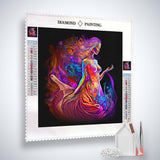 Diamond Painting Kit - Weltallkleid Motiv mit Profi-Leinwand, Acryl Diamonds, Künstler-Pinzette und Setzstift