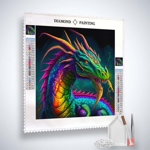 AB Diamond Painting Kit - Japanischer Drache mit Acryl Diamonds, Profi-Leinwand, Pinzette und Setzstift. Kunst, die funkelt!
