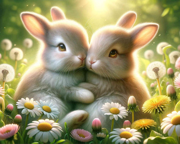 Malen nach Zahlen - Kuschelnde Kaninchen