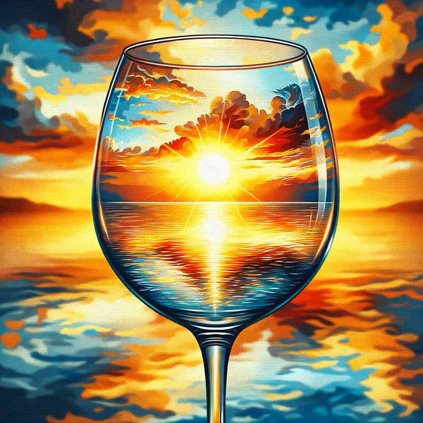 Malen nach Zahlen - Sonnenuntergang durch Gläser