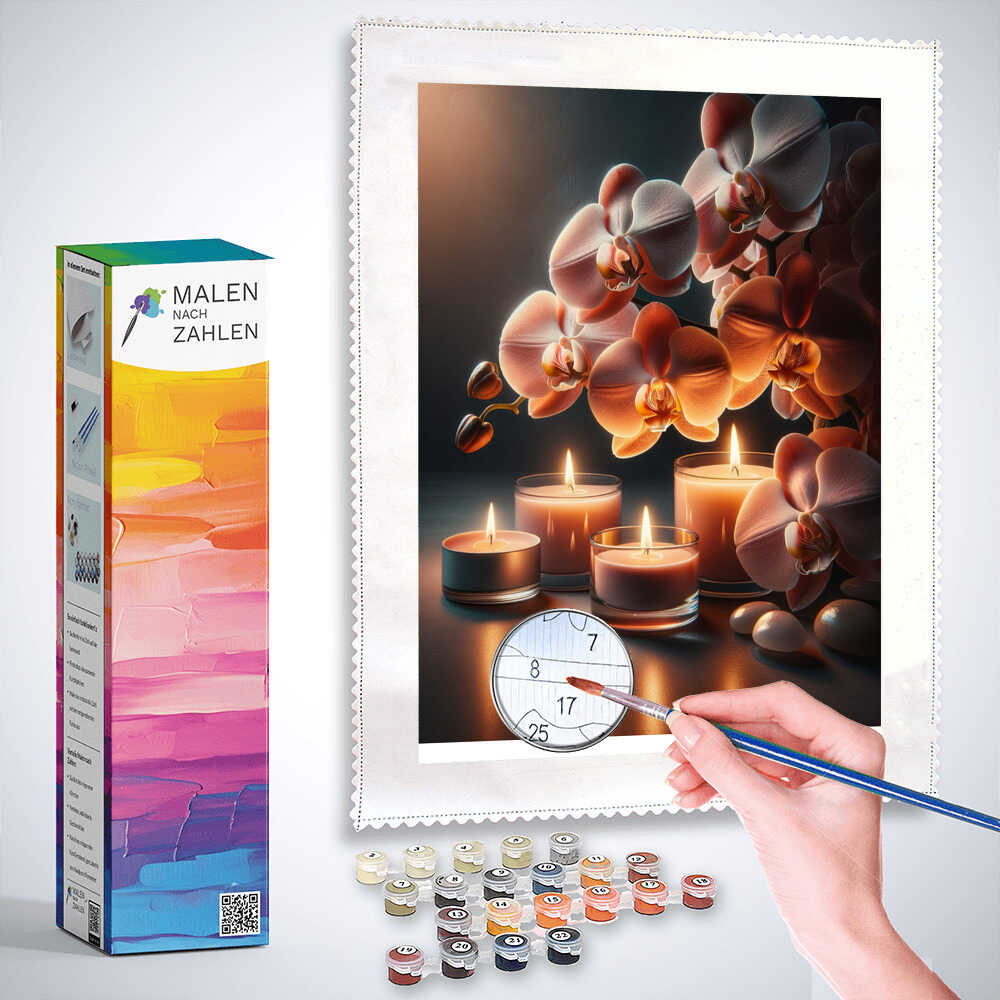Malen nach Zahlen - Orchidee Teelichter Pfirsichfarben