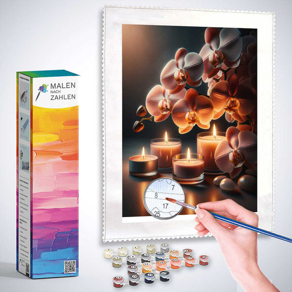 Malen nach Zahlen - Orchidee Teelichter Pfirsichfarben