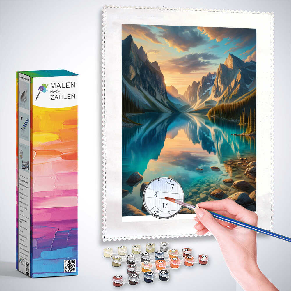 Malen nach Zahlen - Glasklarer Bergsee