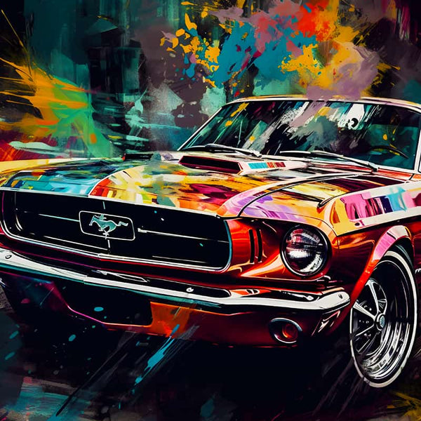 Buntes Auto in lebhaften Farben, Malen nach Zahlen Kunstwerk