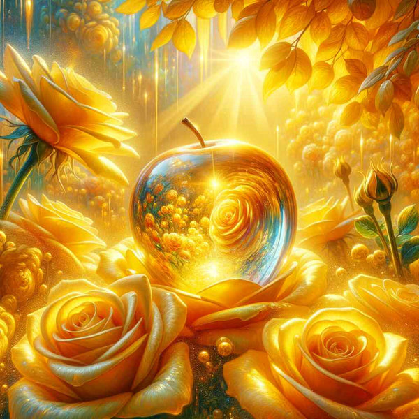 Malen nach Zahlen - Glas Apfel gelbe Rosen