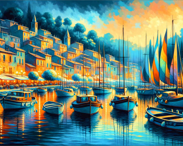 Malen nach Zahlen - Ein Hafen voller Boote