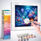 Painting by numbers kit Malen nach Zahlen - Geheimnisvolle Tiefsee with colorful marine scene and painting accessories
