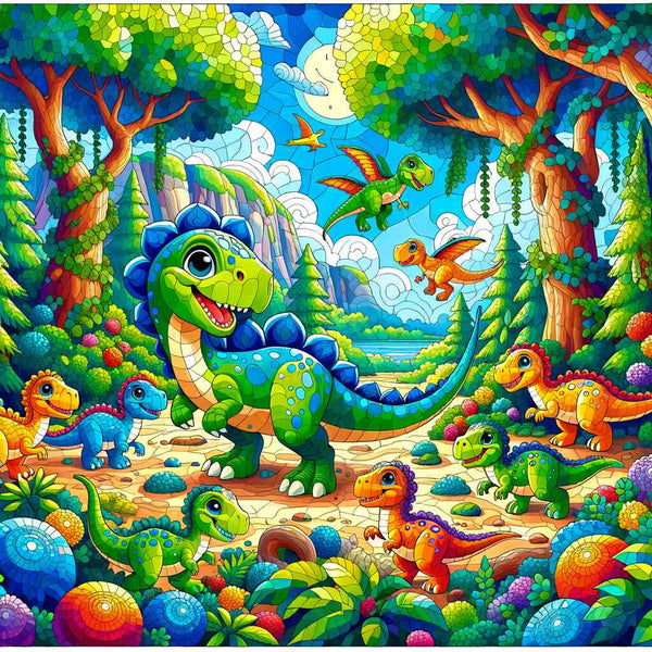 Malen nach Zahlen - Kunterbunte Dinowelt