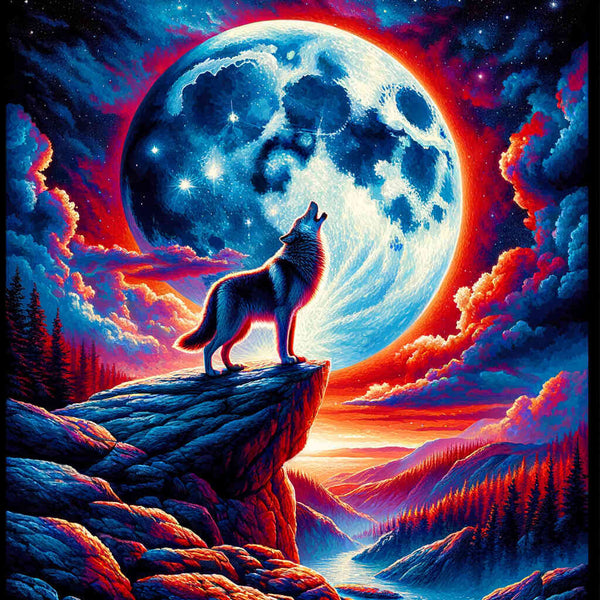 Malen nach Zahlen - Wolf auf Felsvorsprung