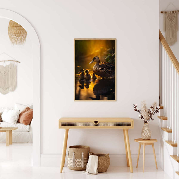"Malen nach Zahlen - Enten goldene Stunde Wandkunst in modernem Wohnzimmerinterieur"