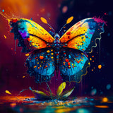 Diamond Painting Schmetterling auf Wasser leuchtend in lebendigen Farben. Funkelnde Artisan Diamonds inkludiert.