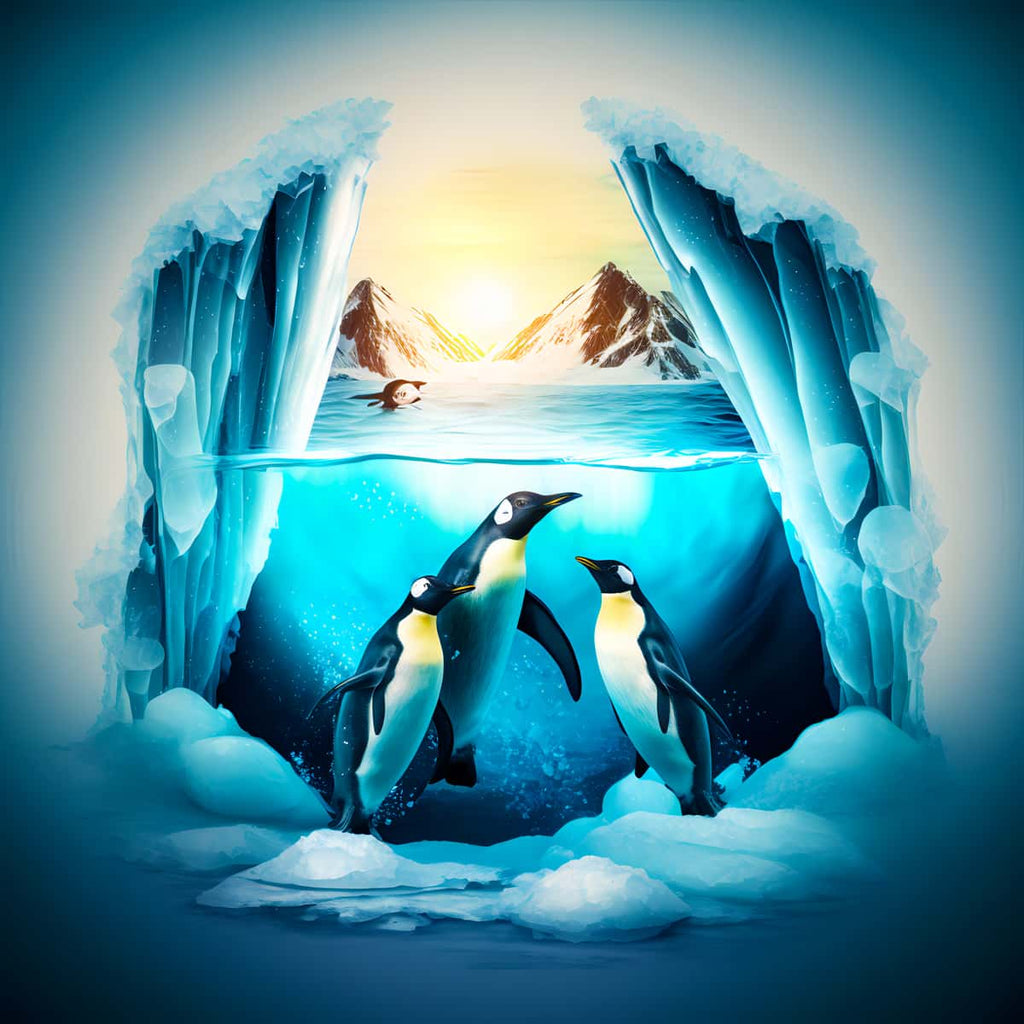 Malen nach Zahlen - Pinguine unter Wasser - hochwertige Leinwand - 170523, Neu eingetroffen, Pinguin, Quadratisch, Tiere