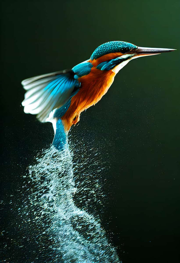 Diamond Painting - Eisvogel aus dem Wasser - gedruckt in Ultra-HD - Neu eingetroffen, Tiere, Vertikal, Vögel