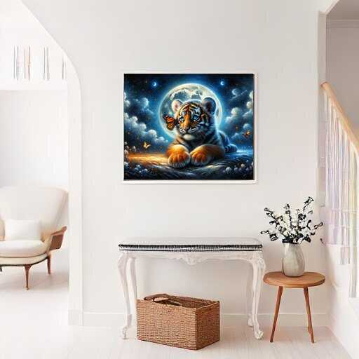 Malen nach Zahlen - Tigerbaby, Mond