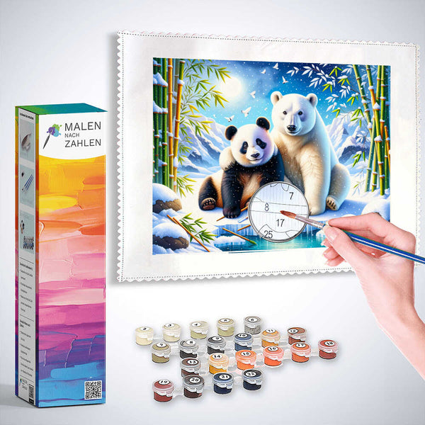 Malen nach Zahlen - Freunde, Panda und Eisbär