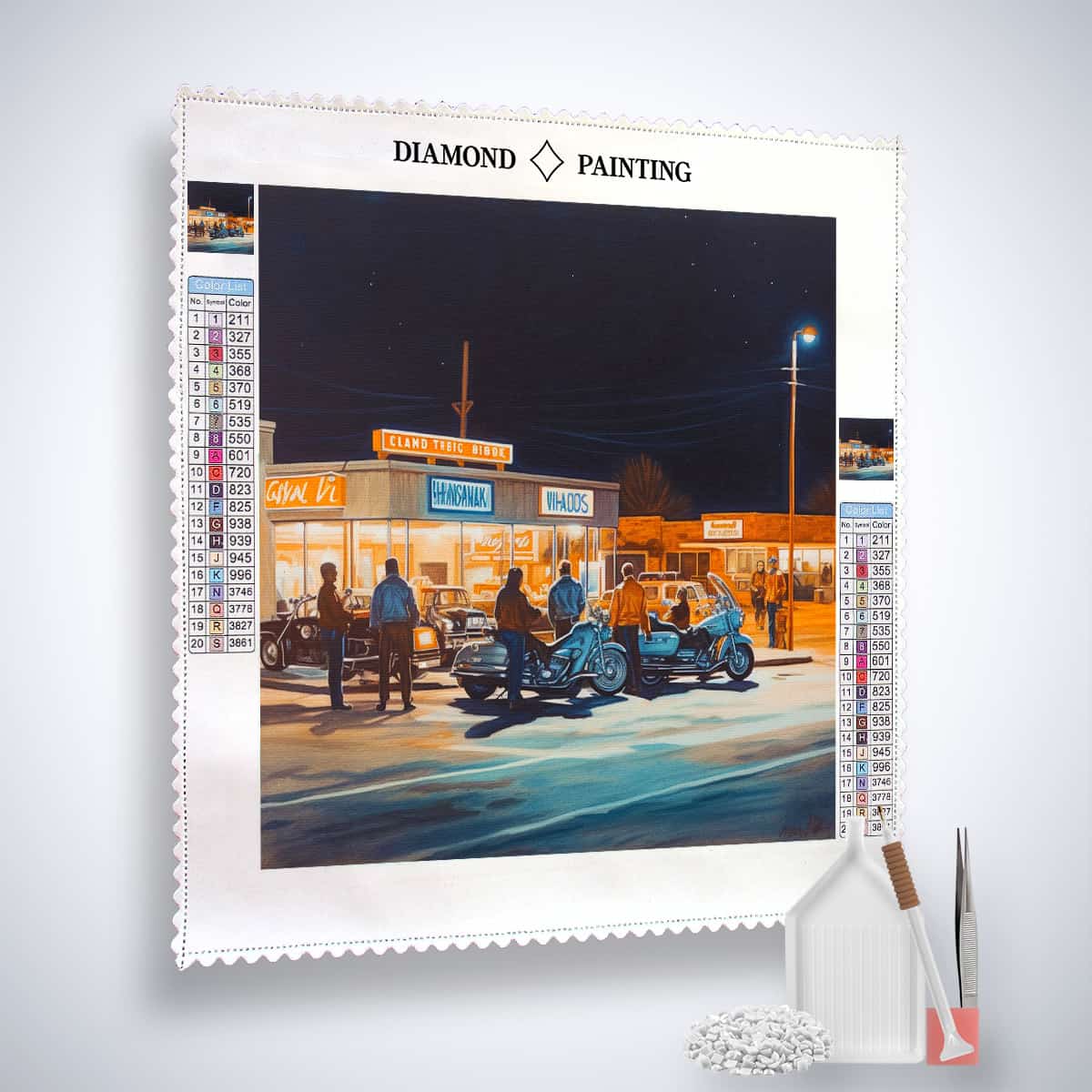 Diamond Painting - Geschwindigkeitsrausch Kit with Night Scene, Acrylic Diamonds, Tweezers, and Setzstift for Sparkling Artwork
