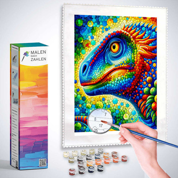 Malen nach Zahlen - Bunter Dinosaurier