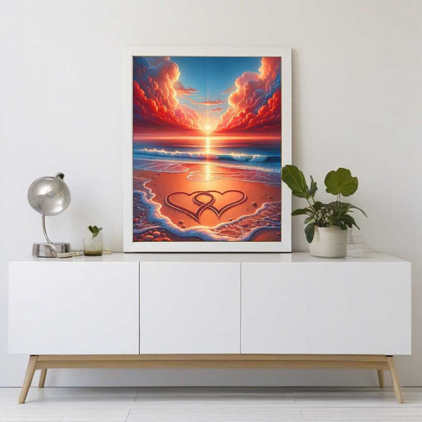 Malen nach Zahlen - Zwei Herzen am Strand