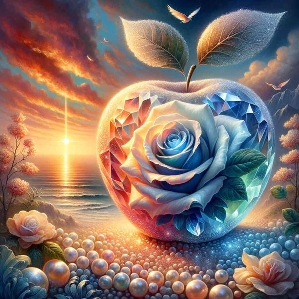 Malen nach Zahlen - Glas Apfel Blaue Rosen