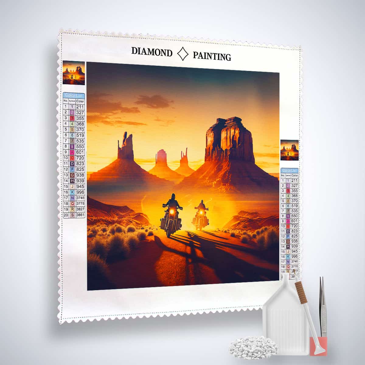 Diamond Painting - Cruiser der Landstraße Kunstset mit Profi-Leinwand, veredelten Acryl-Diamonds, Künstler-Pinzette und Profi Setzstift.