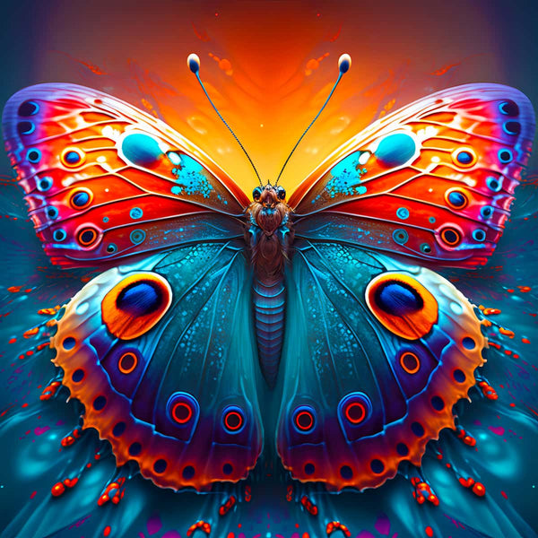 Vibrant butterfly with intricate patterns used in diamond painting kit - Schmetterlingsauge