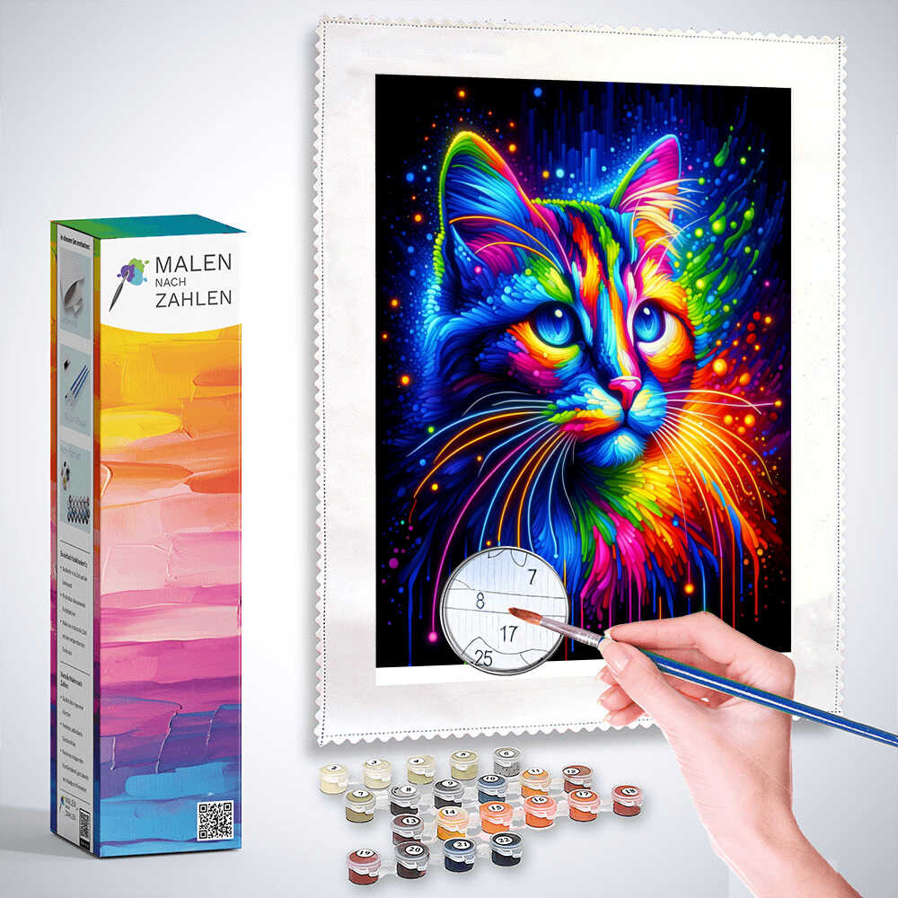 Malen nach Zahlen - Neonkatze