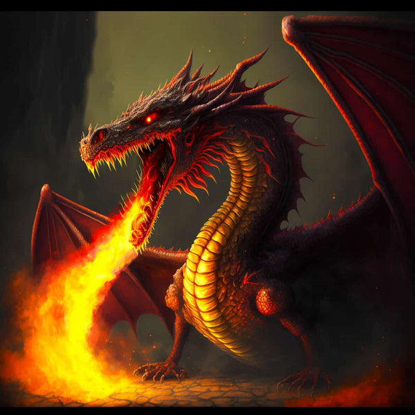 "Diamond Painting Drachengeflüster - Painting Kit with Fiery Dragon Design Breathing Fire"