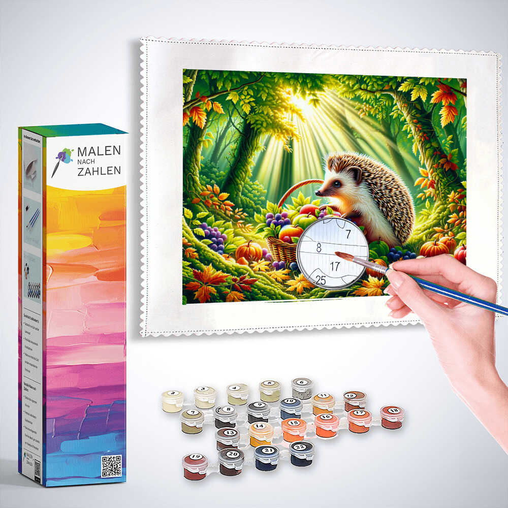 Malen nach Zahlen - Igel findet Korb