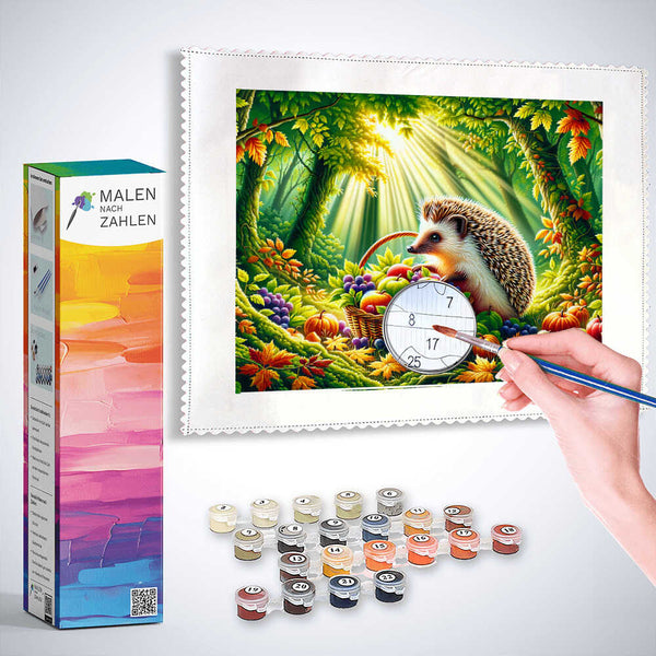 Malen nach Zahlen - Igel findet Korb