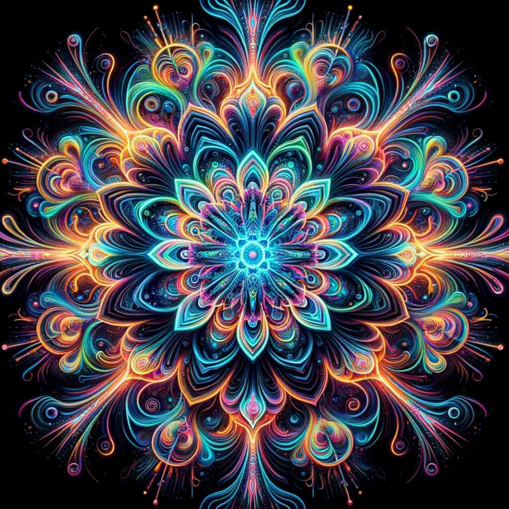 Malen nach Zahlen - Mandala bunt auf Schwarz