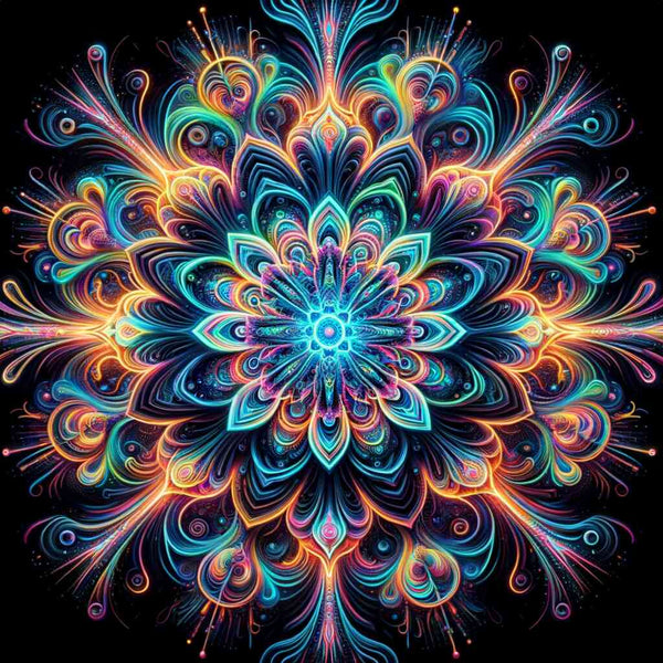 Malen nach Zahlen - Mandala bunt auf Schwarz