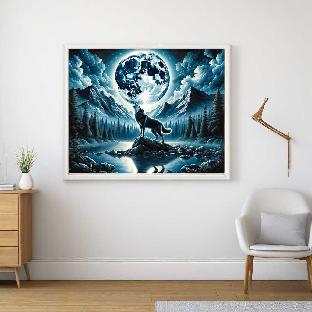 Malen nach Zahlen - Heulender Wolf Vollmond