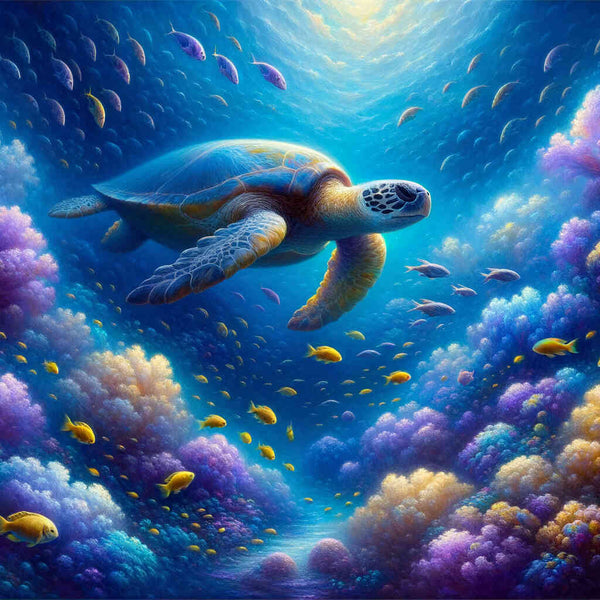Malen nach Zahlen - Schildkröte in Lila Korallen