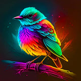 Buntes Zaubervogel-Diamond Painting auf einem Ast – Funkelnde und farbenfrohe Kunst für DIY-Projekte.