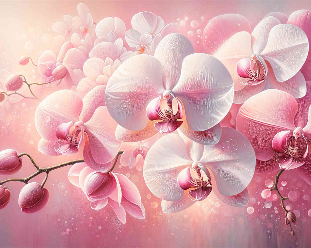 Malen nach Zahlen - Pink und Weiße Orchideen