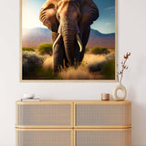 Paint by Numbers - Large Elephant Frontal Wall Art Above Wicker Dresser in Living Room