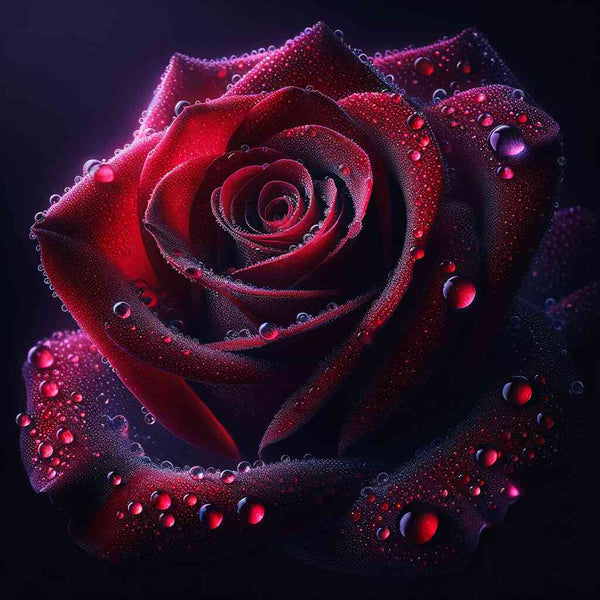 Malen nach Zahlen - Rote Rose mit Wassertropfen