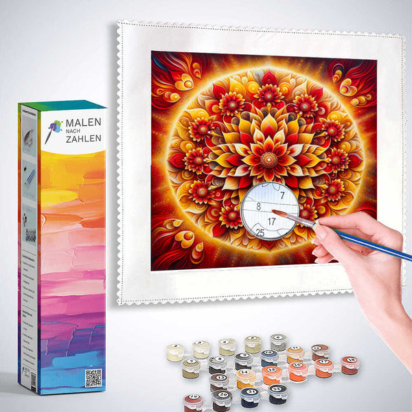 Malen nach Zahlen - Mandala rote Blume