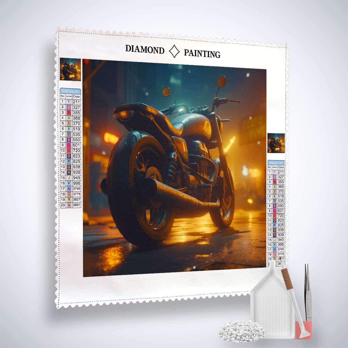 Diamond Painting Kit - Schwermetall-Gigant Motorrad Motiv mit Acryl Diamonds, Profi-Leinwand und Zubehör für funkelnde Kunst