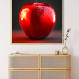 Painting by Numbers of a Shiny Red Apple Hung Above a Wooden Dresser in a Stylish Room