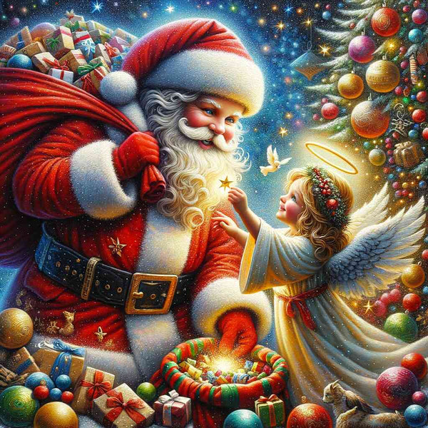 Malen nach Zahlen - Weihnachtsmann und Engel